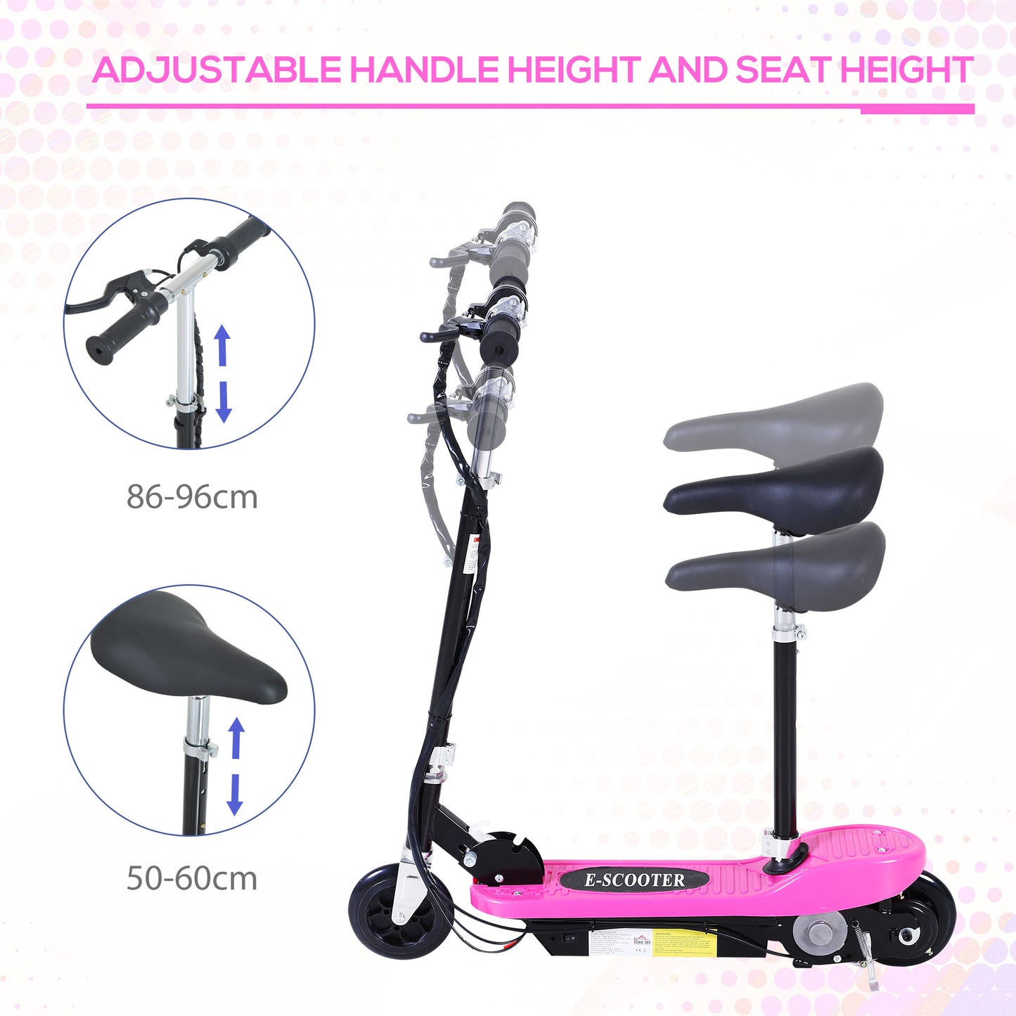 Kids Foldable Electric Powered Scooters 120W Toy Brake Kickstand Pink HOMCOM