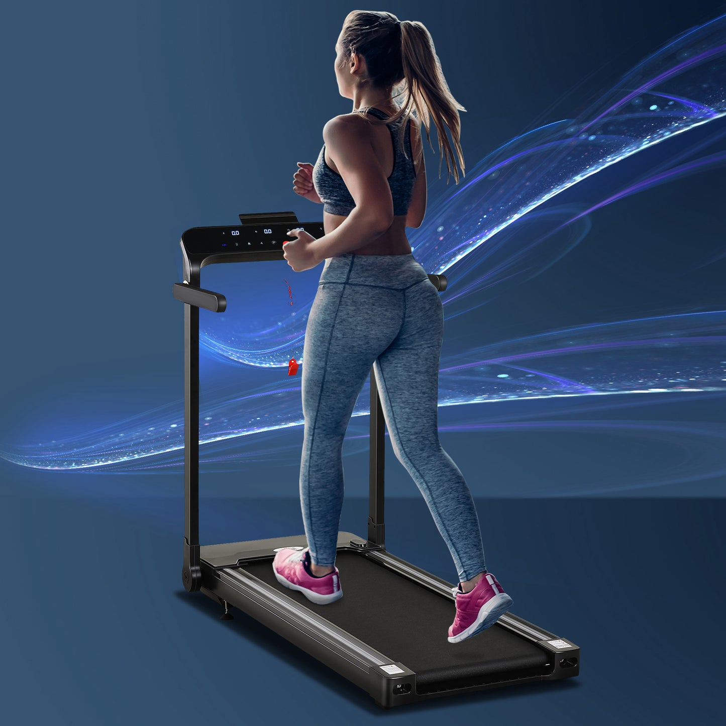 1.85HP Foldable Electric Treadmill Fitness Safety Lock LED screen-Black HOMCOM