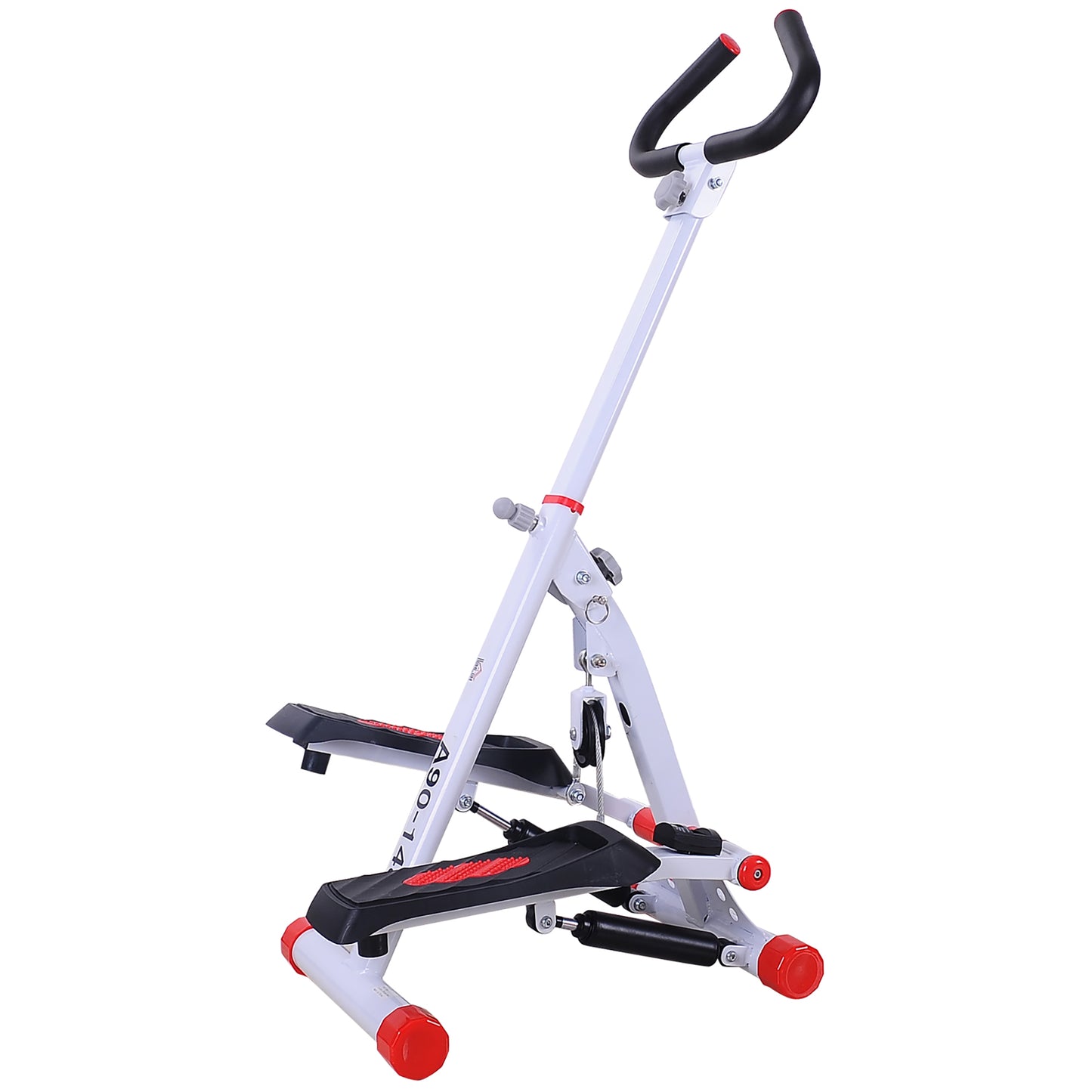 Foldable Stepper Adjustable Step Machine w/ Handlebar LCD Display Red HOMCOM