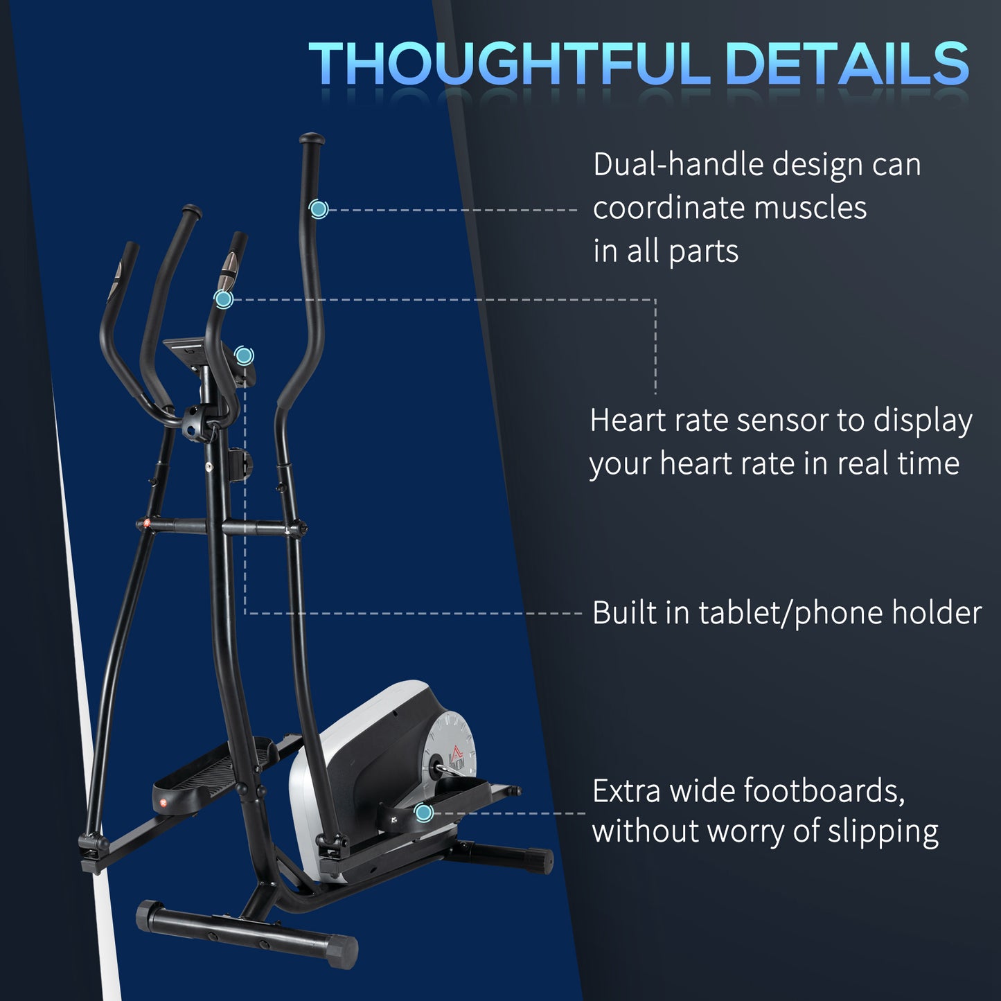 Elliptical Cross Trainer w/ Adjustable Resistance LCD Monitor Wheels HOMCOM