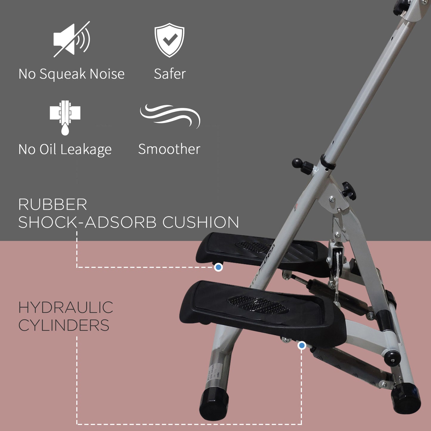 Foldable Stepper Adjustable Step Machine w/ Handlebar LCD Display Grey HOMCOM