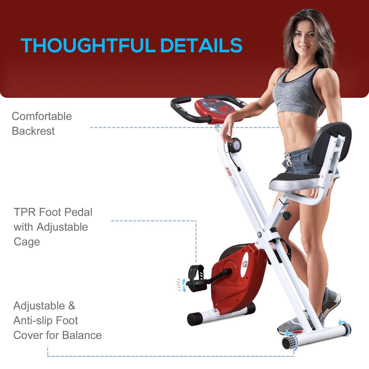 Magnetic Resistance Exercise Bike Foldable LCD Adjustable Seat Red HOMCOM