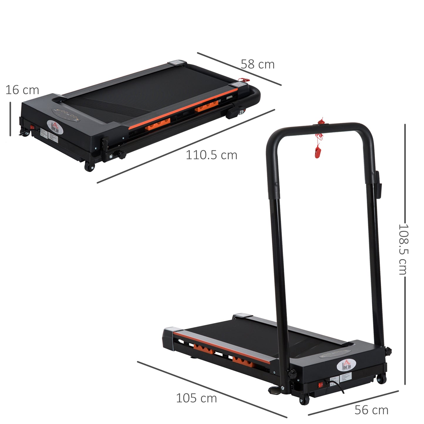 1-6 km/h Folding Motorized Treadmill Walking w/ Remote Stopper Fitness HOMCOM