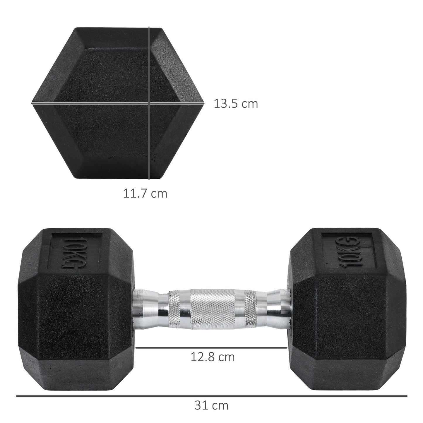 Hexagonal Dumbbells Kit Weight Lifting Exercise for Home Fitness 2x10kg HOMCOM