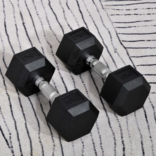 Hexagonal Dumbbells Kit Weight Lifting Exercise for Home Fitness 2x10kg HOMCOM