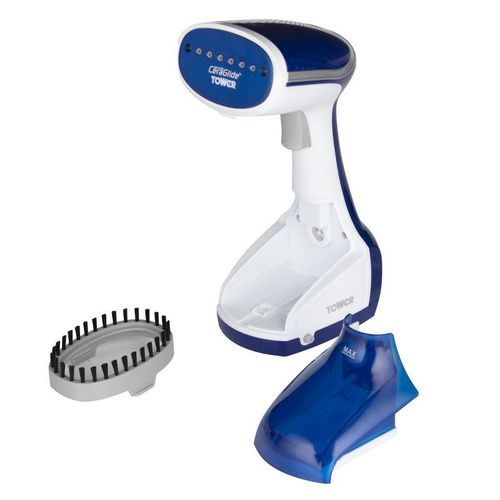 Tower Ceraglide Garment Steamer 1000W Blue and White Clothing Ironing