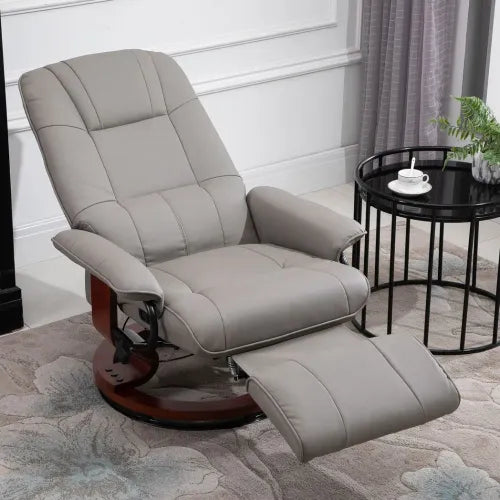 Ergonomic Recliner Sofa Chair PU Leather Armchair Lounger with Footrest Grey