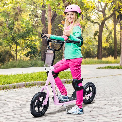 Push Scooter Teen Kids Stunt Bike Ride On with 12" EVA Tyres Pink HOMCOM