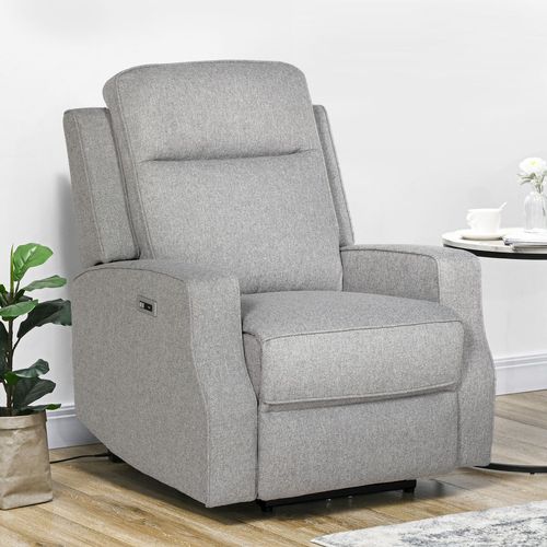 Electric Armchair Fabric Recliner Chair with USB Port Grey HOMCOM