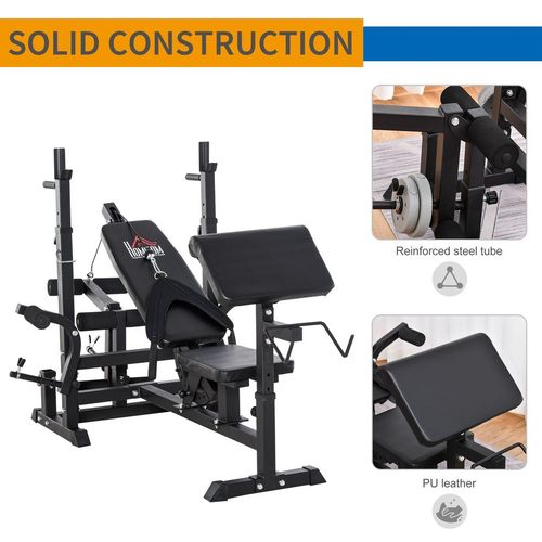 Multi-Exercise Full-Body Weight Bench with Bench Press & Leg Extension HOMCOM