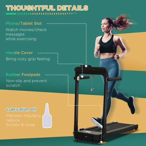 1.85HP Foldable Electric Treadmill Fitness Safety Lock LED Screen Black HOMCOM