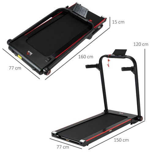 Electric Folding Treadmill w/ Wheels, Safety Button and LED Monitor