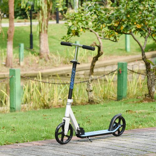 Kick Scooter Commuter Adjustable Height Wheels Foldable Aluminium White HOMCOM