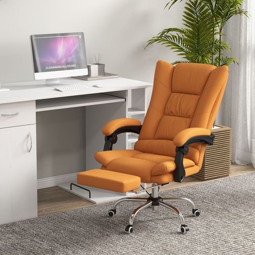 PU Leather Vibration Massage Office Chair with Heat Footrest Brown Vinsetto