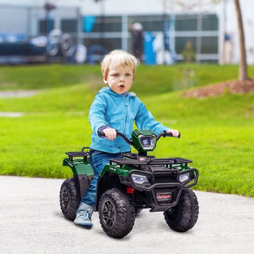 12V Electric Quad Bike for Kids w/ LED Headlights Music Green HOMCOM