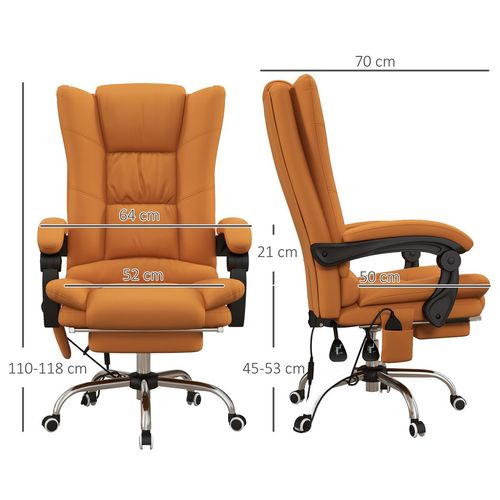 PU Leather Vibration Massage Office Chair with Heat Footrest Brown Vinsetto