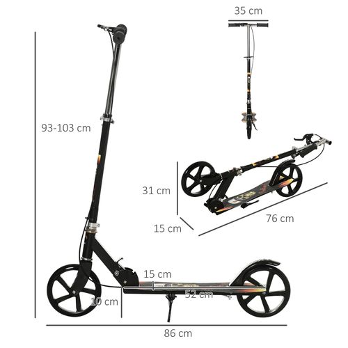 Foldable Kick Scooter for Kids w/ Adjustable Height Break Big Wheels