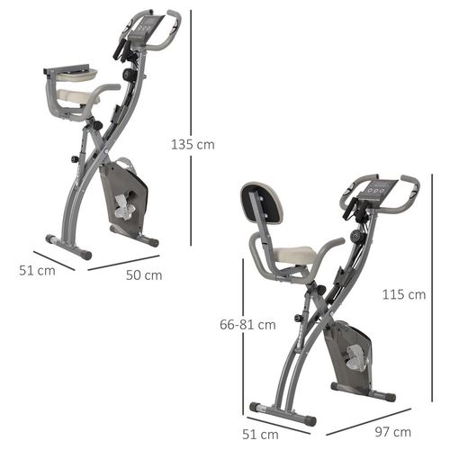 2-In-1 Upright Exercise Bike 8-Level Adjustable with Pulse Sensor Grey HOMCOM