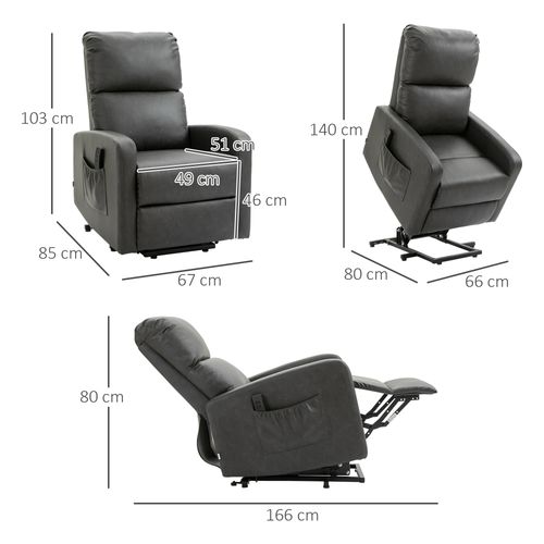 Riser and Recliner Chair Lift Chair for Living Room w/ Remote Grey HOMCOM