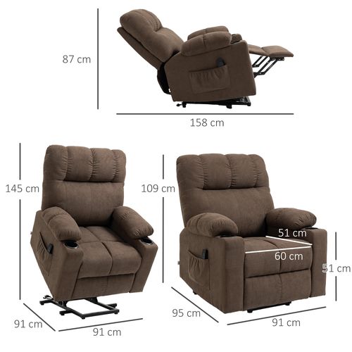 Heavy Duty Riser and Recliner Chair Lift Chair for the Elderly Brown HOMCOM