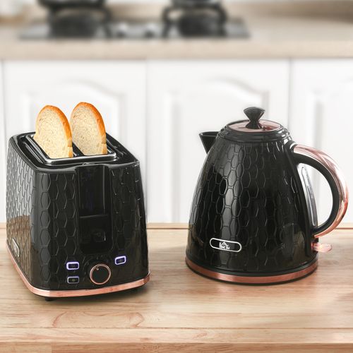 Kettle and Toaster Set 1.7L Fast Boil Kettle & 2 Slice Toaster Set Black HOMCOM