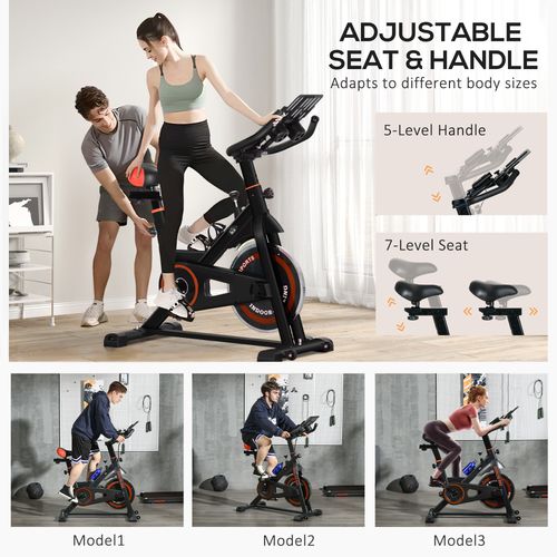 8kg Flywheel Exercise Bike with Adjustable Height Resistance Black HOMCOM