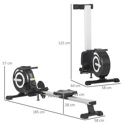 Fitness Adjustable Magnetic Rowing Machine Rower w/ LCD Digital Monitor HOMCOM