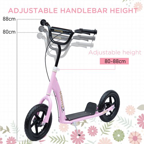 Push Scooter Teen Kids Stunt Bike Ride On with 12" EVA Tyres Pink HOMCOM