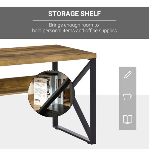 Computer Writing Desk K-Shaped Steel Leg Storage Shelf Home Office