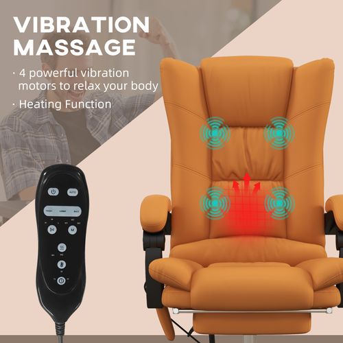 PU Leather Vibration Massage Office Chair with Heat Footrest Brown Vinsetto