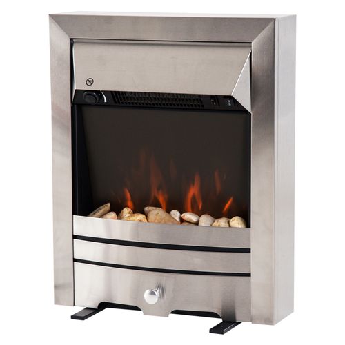 LED Flame Electric Fire Place-Stainless Steel 2KW Pebble Burning Effect Indoor