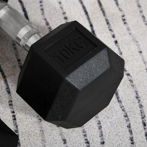 Hexagonal Dumbbells Kit Weight Lifting Exercise for Home Fitness 2x10kg HOMCOM