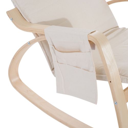 Rocking Chair Recliner Armchair with Adjustable Footrest Cream White