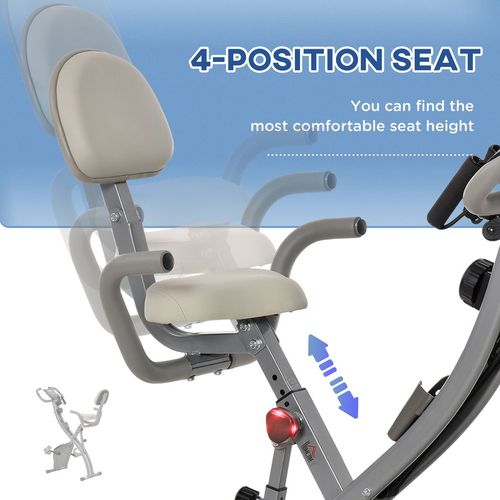 2-In-1 Upright Exercise Bike 8-Level Adjustable with Pulse Sensor Grey HOMCOM