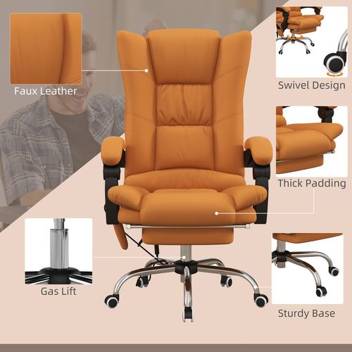 PU Leather Vibration Massage Office Chair with Heat Footrest Brown Vinsetto