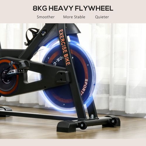 8kg Flywheel Exercise Bike with Adjustable Height Resistance Black HOMCOM