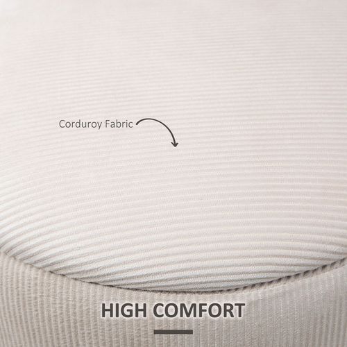 Modern Fabric Storage Ottoman with Removable Lid Set of 2 Cream White HOMCOM