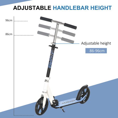 Kick Scooter Commuter Adjustable Height Wheels Foldable Aluminium White HOMCOM