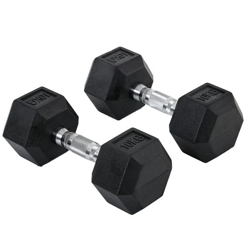 Hexagonal Dumbbells Kit Weight Lifting Exercise for Home Fitness 2x10kg HOMCOM