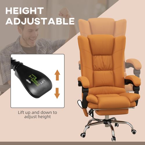 PU Leather Vibration Massage Office Chair with Heat Footrest Brown Vinsetto