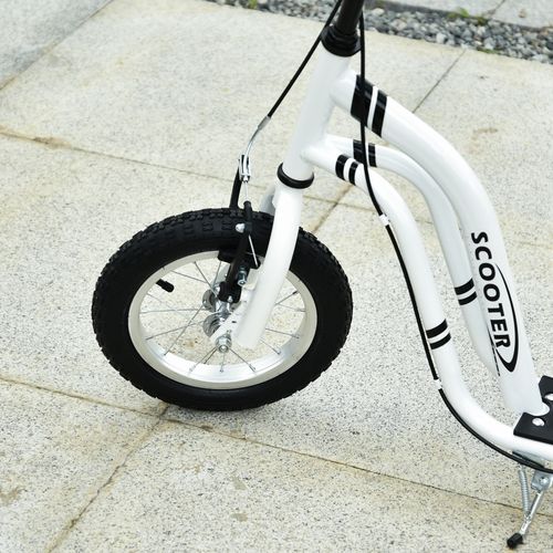 Dual Brakes Kick Scooter 12-Inch Inflatable Wheel Ride On Toy HOMCOM