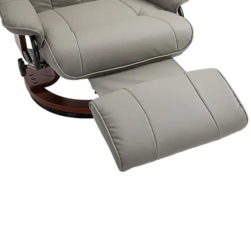 Ergonomic Recliner Sofa Chair PU Leather Armchair Lounger with Footrest Grey