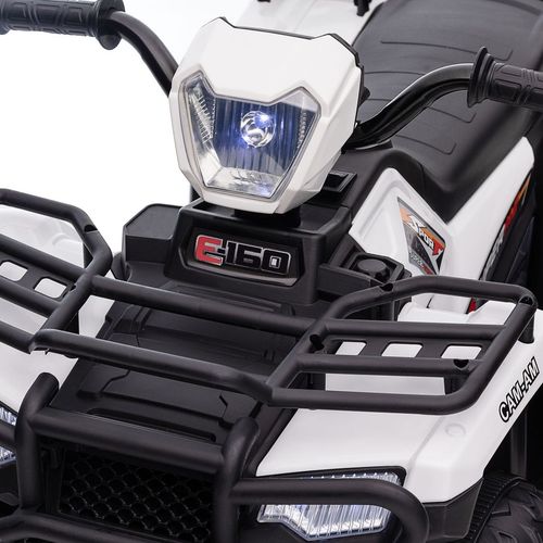 12V Electric Quad Bike for Kids w/ LED Headlights Music White HOMCOM