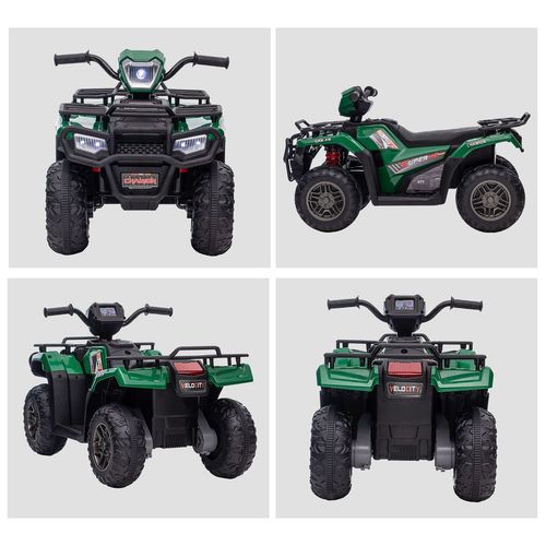 12V Electric Quad Bike for Kids w/ LED Headlights Music Green HOMCOM