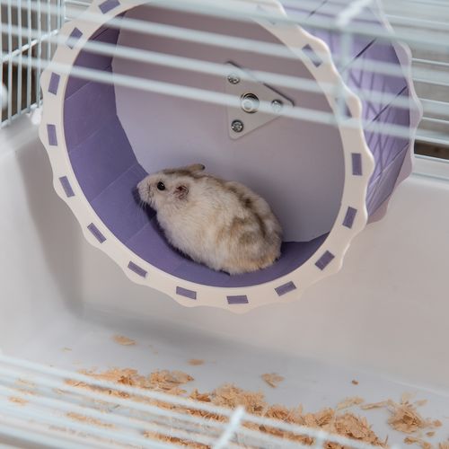 Two-Tier Hamster Cage Gerbil Haven w/Exercise Wheel Water Bottle Ladder White