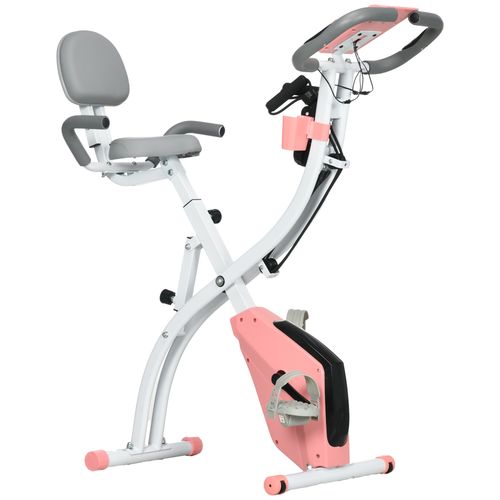 2-In-1 Upright Exercise Bike 8-Level Adjustable with Pulse Sensor Pink HOMCOM