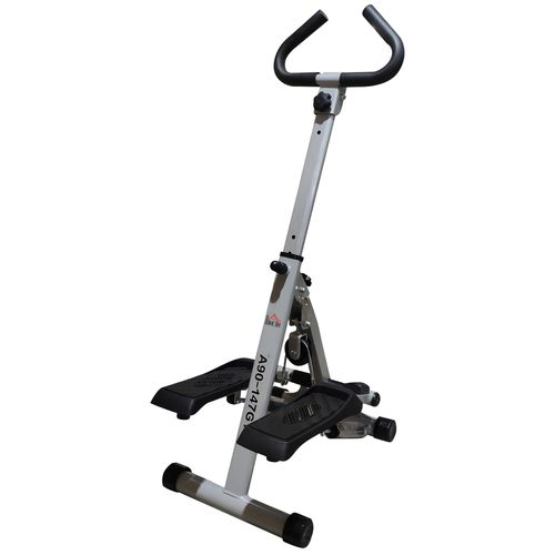 Foldable Stepper Adjustable Step Machine w/ Handlebar LCD Display Grey HOMCOM