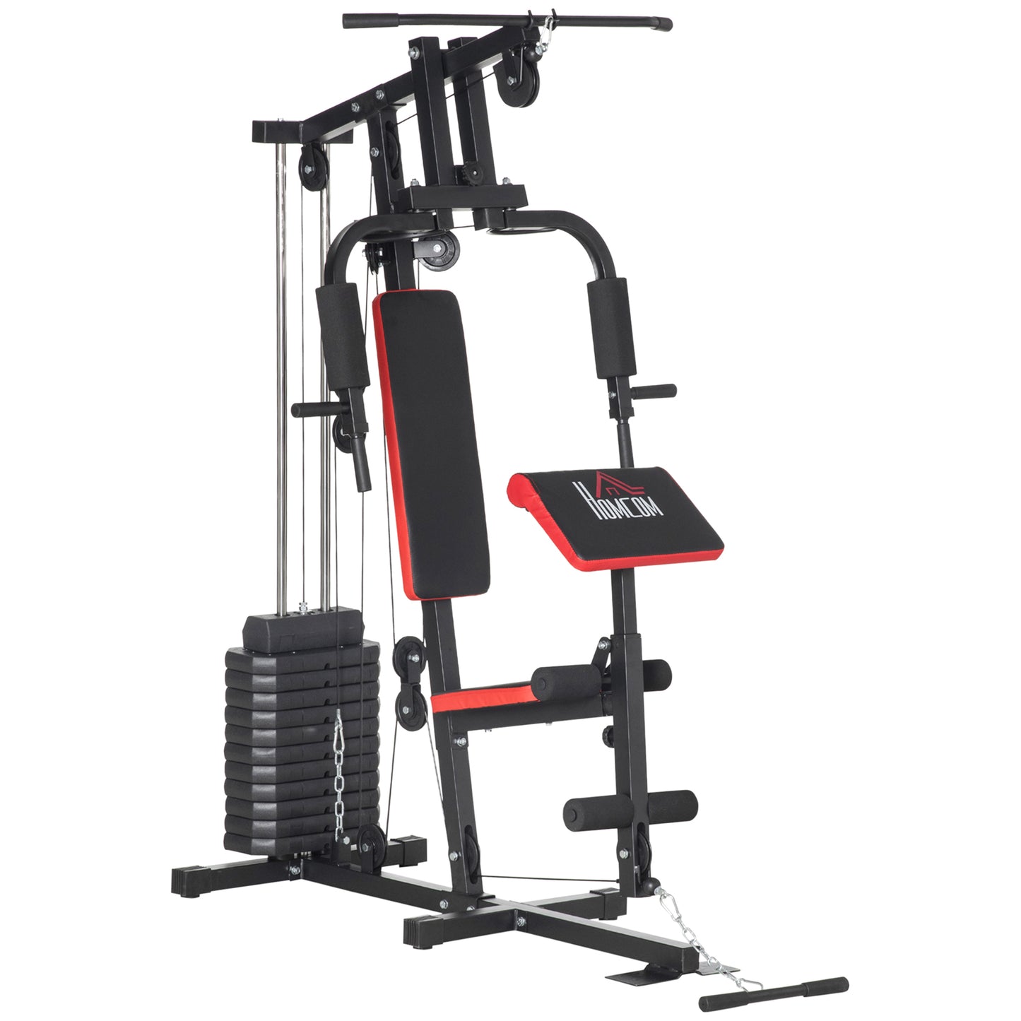 Multi Home Gym Machine with 66kg Weights for Strength Training Red HOMCOM