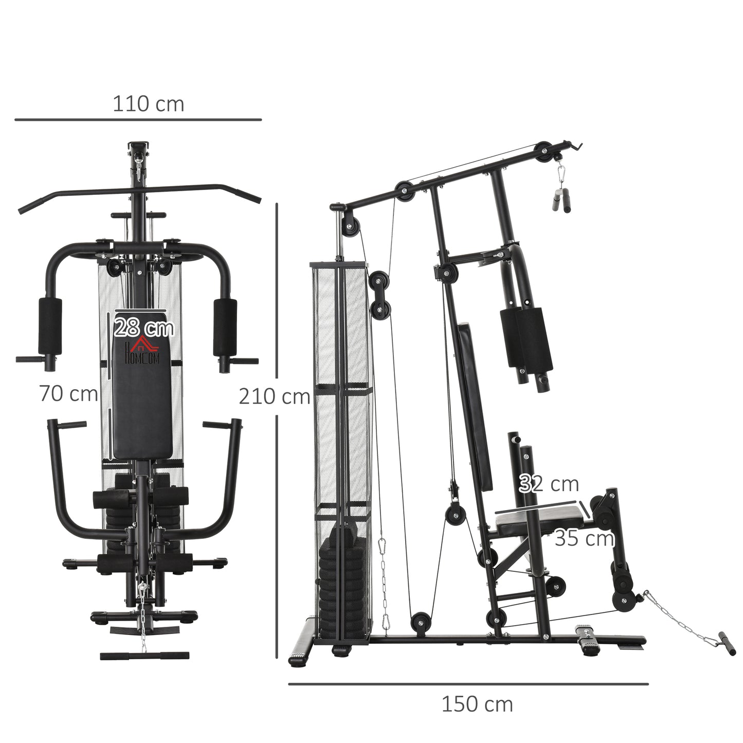 Multifunction Home Gym Weight Training Station Fitness Strength Machine HOMCOM