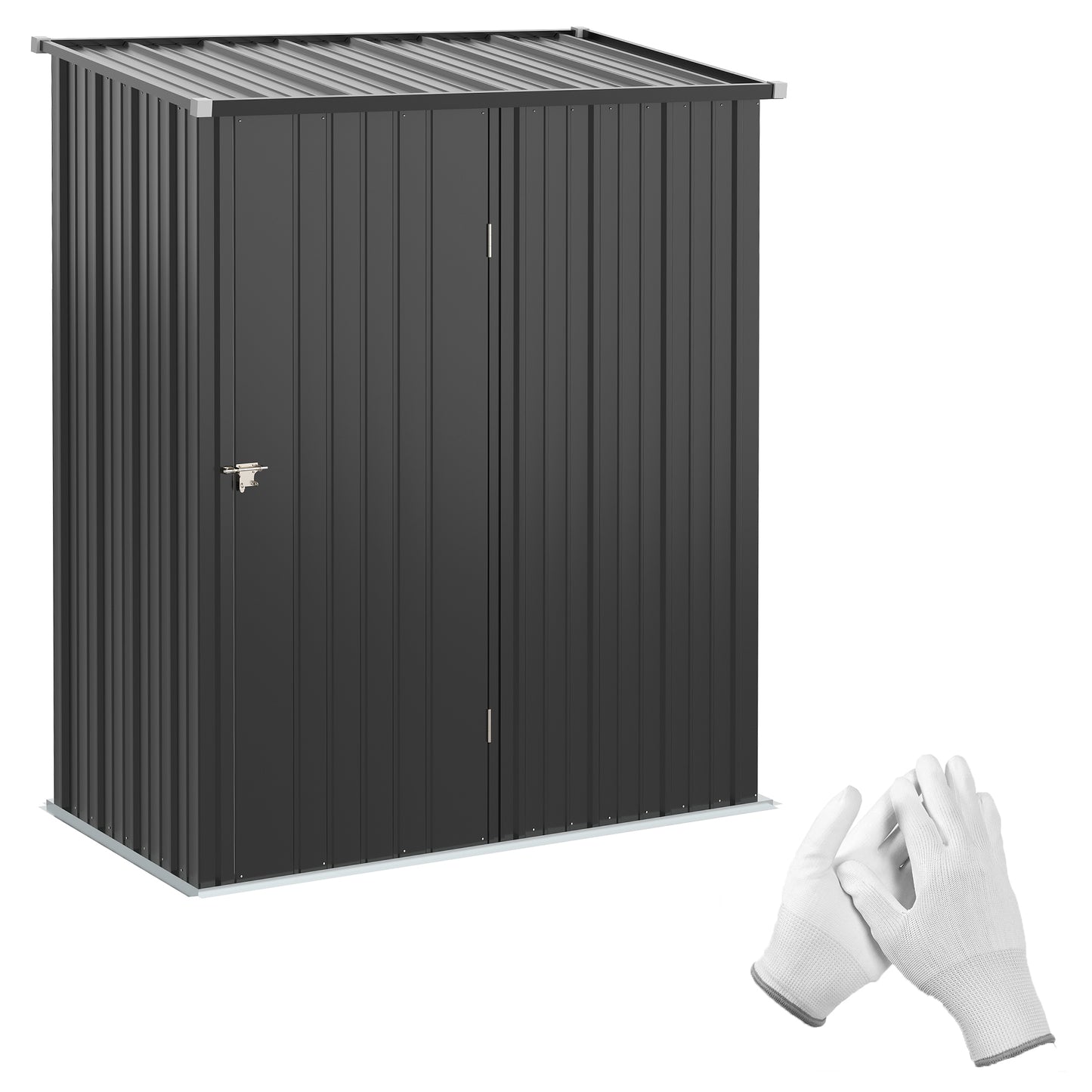 Outdoor Storage Shed Steel Garden Shed w/ Lockable Door for Backyard Patio Lawn